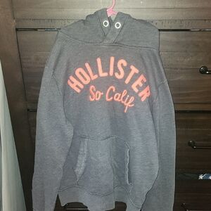 Hollister Charcoal Sweatshirt with Coral Text